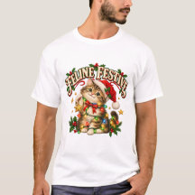 Camiseta divertida de gatito navideño felino