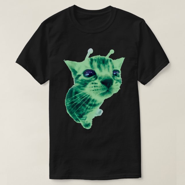 Camiseta Divertida de Gato Alien Meme Gato Espacia (Diseño del anverso)
