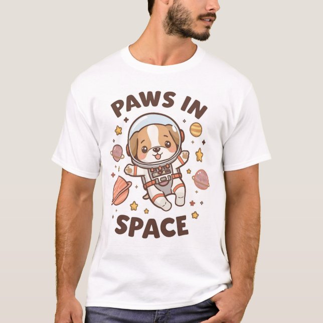 Camiseta divertida de gato astronauta Paws in Spac (Anverso)