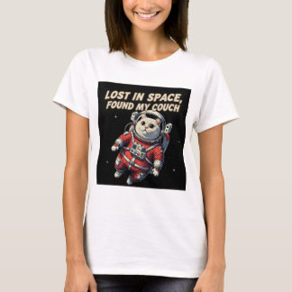 Camiseta Divertida de Gato Astronauta: Perdido en
