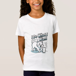 Camiseta Divertida de Gato Blanco "Hago lo que Qui