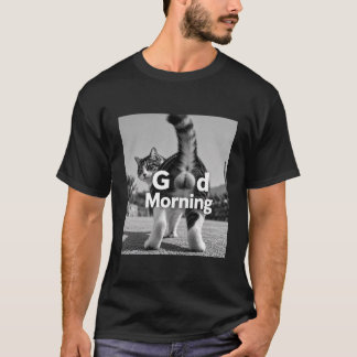Camiseta divertida de gato 'Buenos días' gato blan