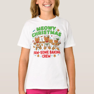 Camiseta divertida de gato con galletas navideñas