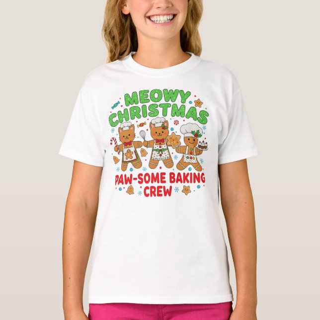 Camiseta divertida de gato con galletas navideñas (Anverso)