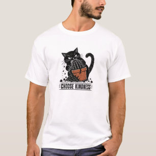 Camiseta divertida de gato con linóleo de 'Elige l