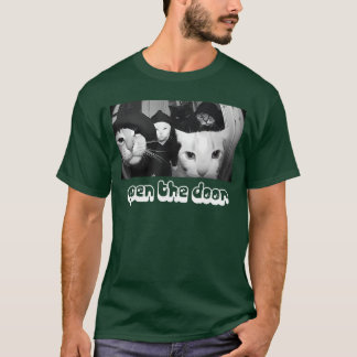 Camiseta Divertida de Gato con Puerta Abierta Vint
