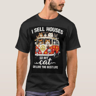Camiseta Divertida de Gato de Agente Inmobiliario