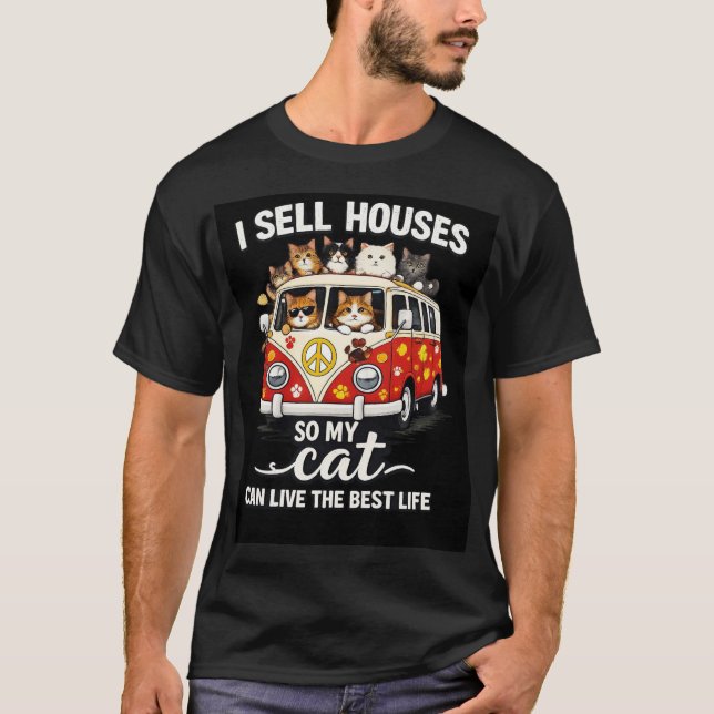 Camiseta Divertida de Gato de Agente Inmobiliario  (Anverso)