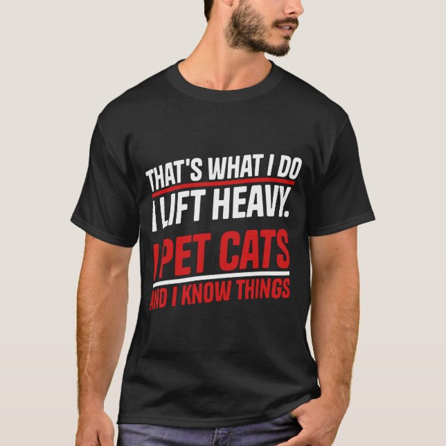 Camiseta divertida de gato de animación levantando (Anverso)