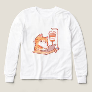 Camiseta divertida de gato de café, programador ca