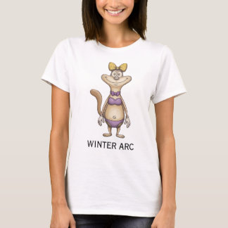 Camiseta divertida de gato de dibujo de invierno /