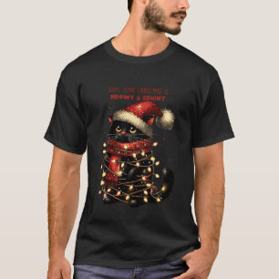 Camiseta divertida de gato de Navidad envuelta en 