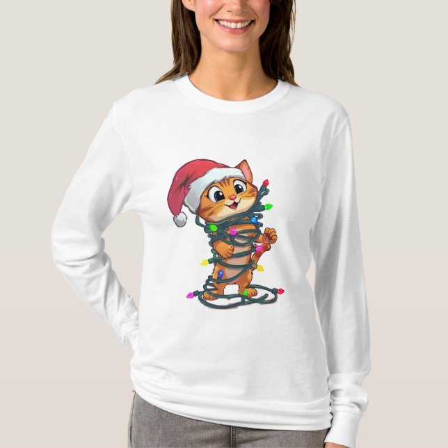  Camiseta divertida de gato de Navidad | Regalo de (Anverso)