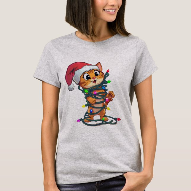  Camiseta divertida de gato de Navidad | Regalo de (Anverso)