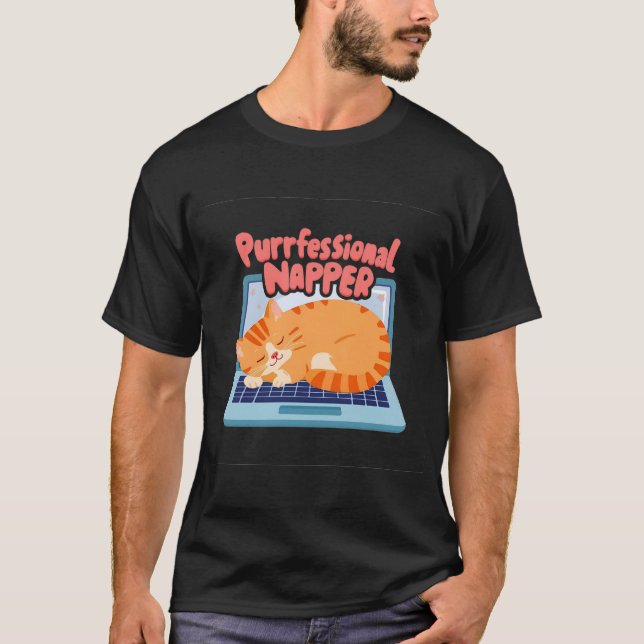 Camiseta Divertida de Gato – Dormilón Profesional  (Anverso)