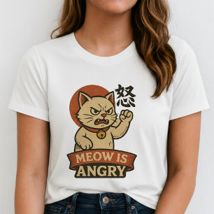 Camiseta Divertida de Gato Enojado; Gatito Enojado