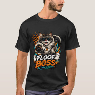 Camiseta divertida de gato esponjoso jefe con gafa