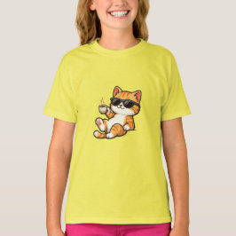 Camiseta Divertida de Gato Genial con Gafas de Sol