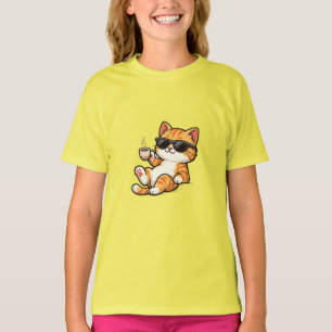 Camiseta Divertida de Gato Genial con Gafas de Sol