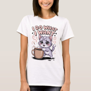 Camiseta Divertida de Gato 'Hago lo que Quiero'