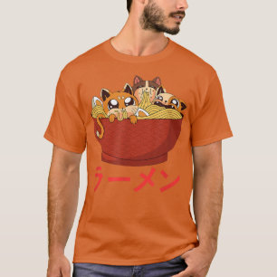 Camiseta Divertida De Gato Kawaii Gato Ramen Japon