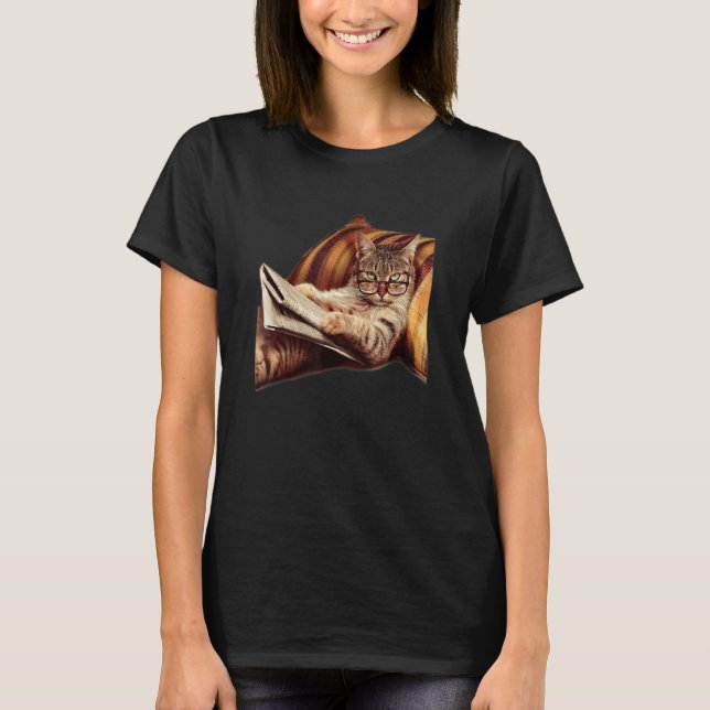 Camiseta divertida de gato leyendo meme - Libro de (Anverso)