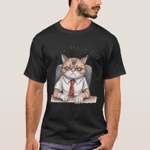 Camiseta Divertida de Gato Modo Jefe Activado Ha