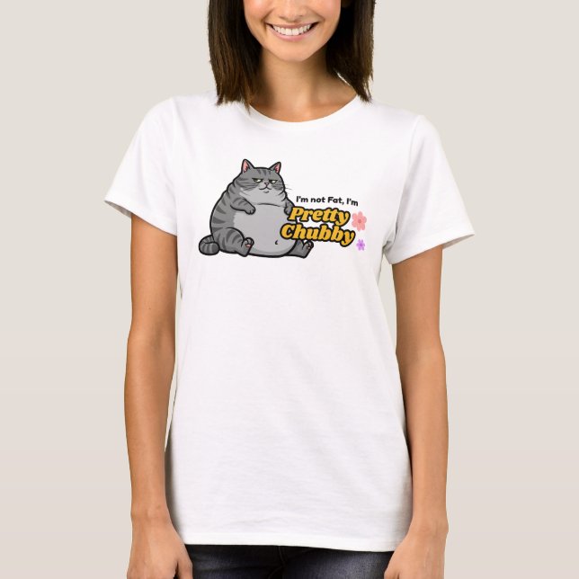 Camiseta Divertida de Gato Mujer - No Estoy Gorda, (Anverso)