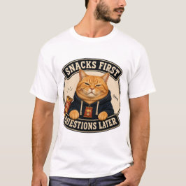 Camiseta divertida de gato naranja con 'Snacks pri
