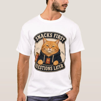 Camiseta divertida de gato naranja con 'Snacks pri