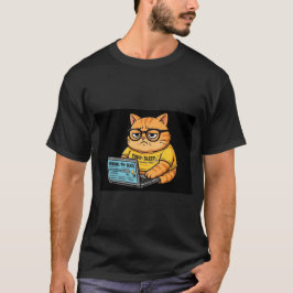 Camiseta divertida de gato naranja programador