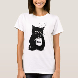 Camiseta divertida de gato negro gruñón amante del