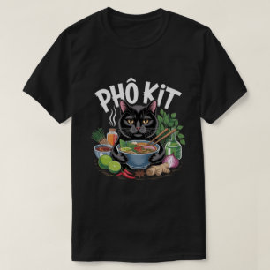 Camiseta divertida de gato negro “Phô Kit”