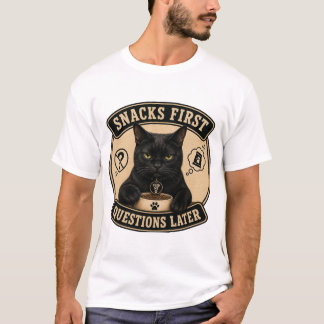 Camiseta Divertida de Gato Negro Preguntas Después