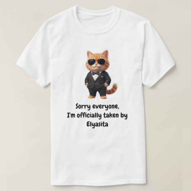 Camiseta divertida de gato "Oficialmente tomado po (Diseño del anverso)