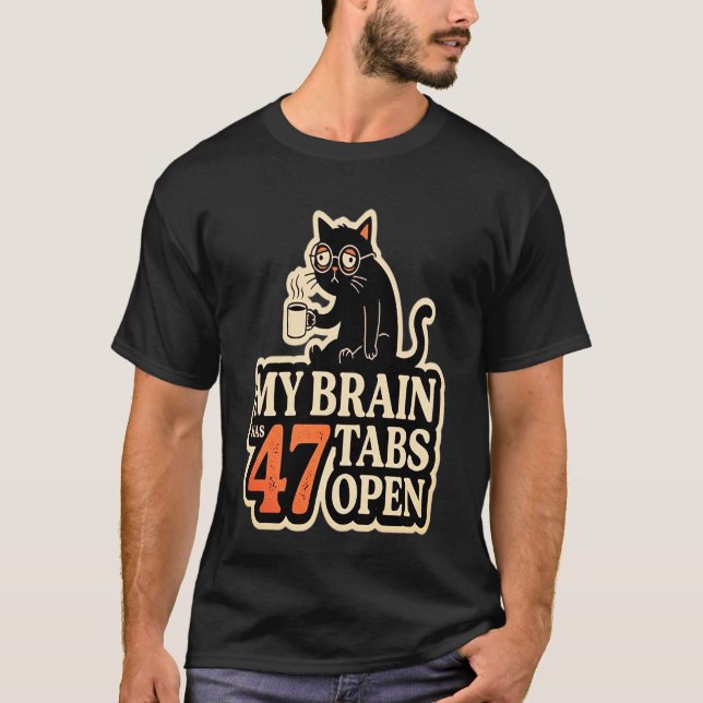 Camiseta Divertida de Gato Pensativo Meme (Anverso)