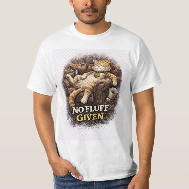 Camiseta Divertida de Gato Perezoso Sin Fluff Dado (Anverso)