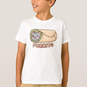 Camiseta Divertida de Gato Purrito Kawaii para Niñ
