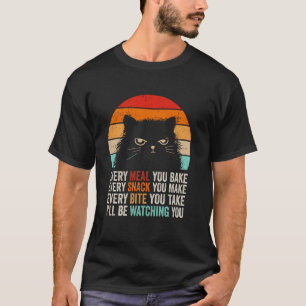 Camiseta Divertida de Gato Retro Te Estaré Observa