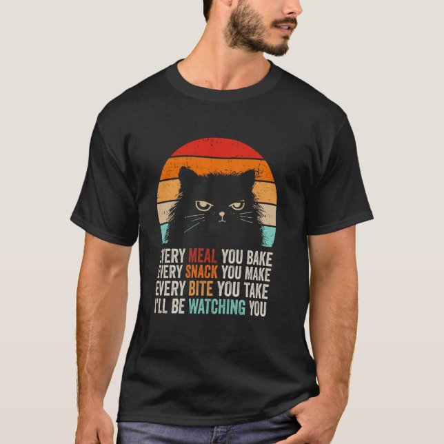 Camiseta Divertida de Gato Retro Te Estaré Observa (Anverso)