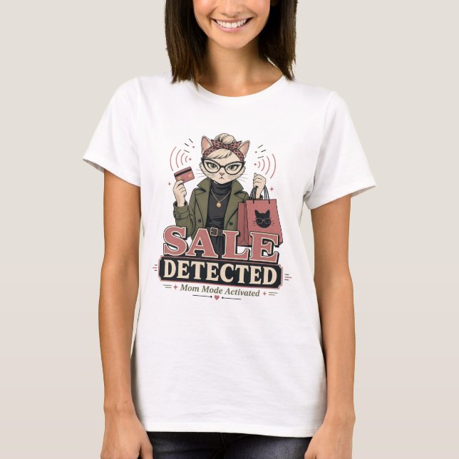 Camiseta Divertida de Gato - Venta Detectada Modo  (Anverso)