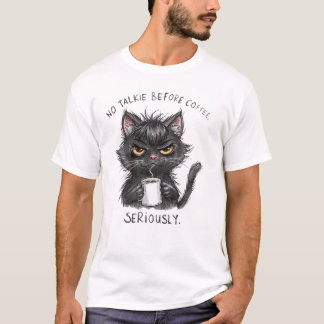 Camiseta Divertida de Gato y Café | Sin Hablar Ant