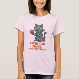 Camiseta divertida de gato zombie para Halloween