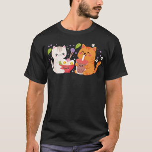 Camiseta divertida de gatos kawaii de ramen de bob