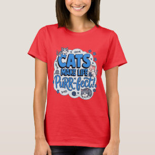 Camiseta Divertida de Gatos que Hacen que la Vida 