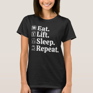 Camiseta Divertida de Gimnasio 'Comer Levantar Dor
