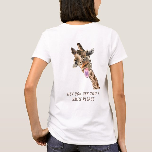 Camiseta divertida de Giraffe - Texto Personalizad (Reverso)
