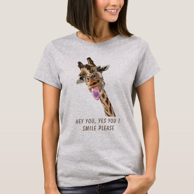 Camiseta divertida de Giraffe - Texto Personalizad (Anverso)