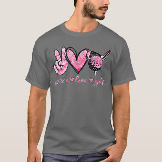 Camiseta divertida de golf de amor por la paz para