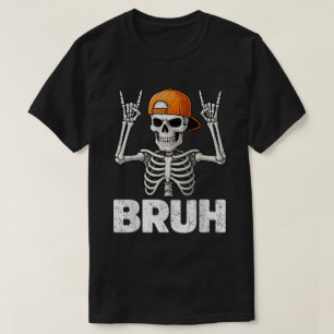 Camiseta Divertida de Halloween con Esqueleto Bruh